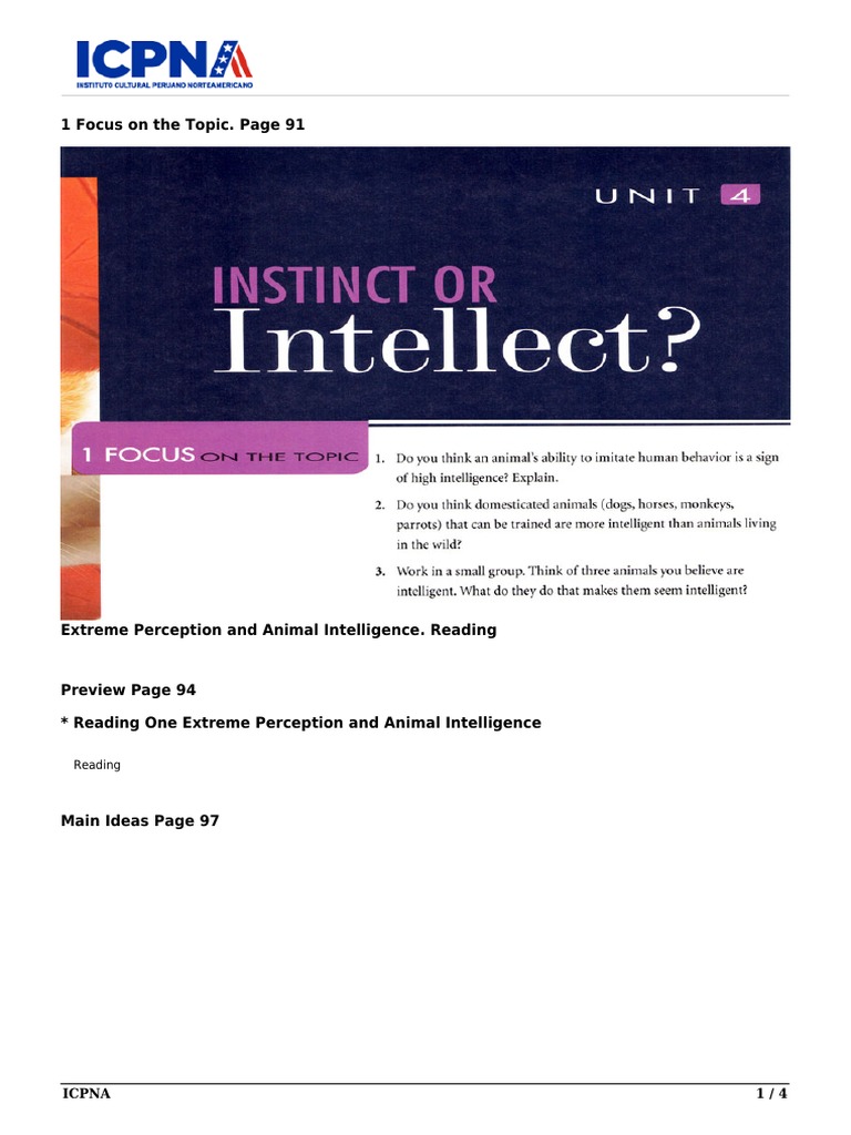 Instinct vs. Intellect in Animals | PDF | Home & Garden