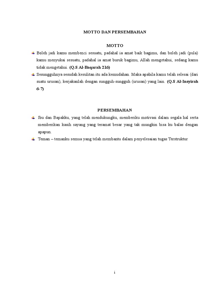 Motto Dan Persembahan