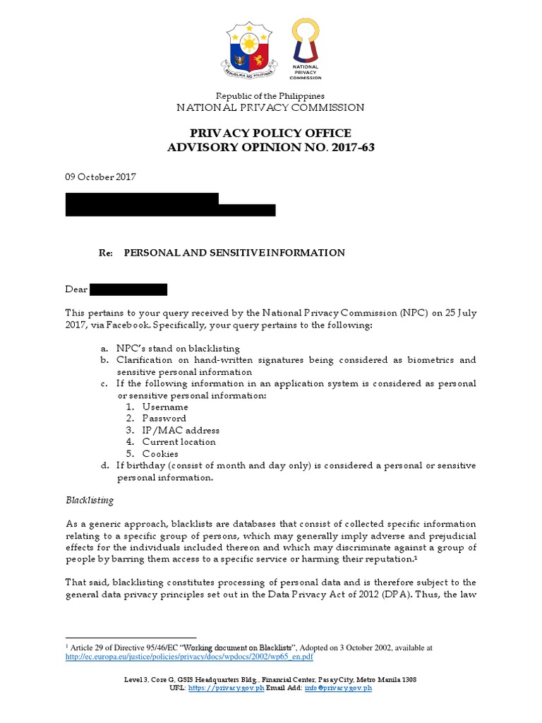 NPC Advisory on Personal Data Queries | PDF | Personally Identifiable ...
