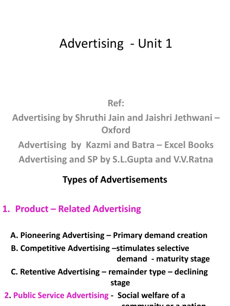 Unit 1 Types of Advertising | PDF | Advertising | Retail