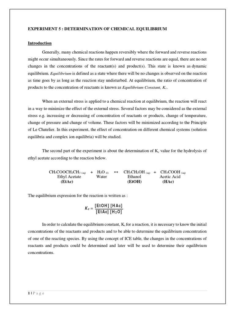 Lab Procedure Experiment 5 PC Chemical Equilibrium Hydrochloric Acid