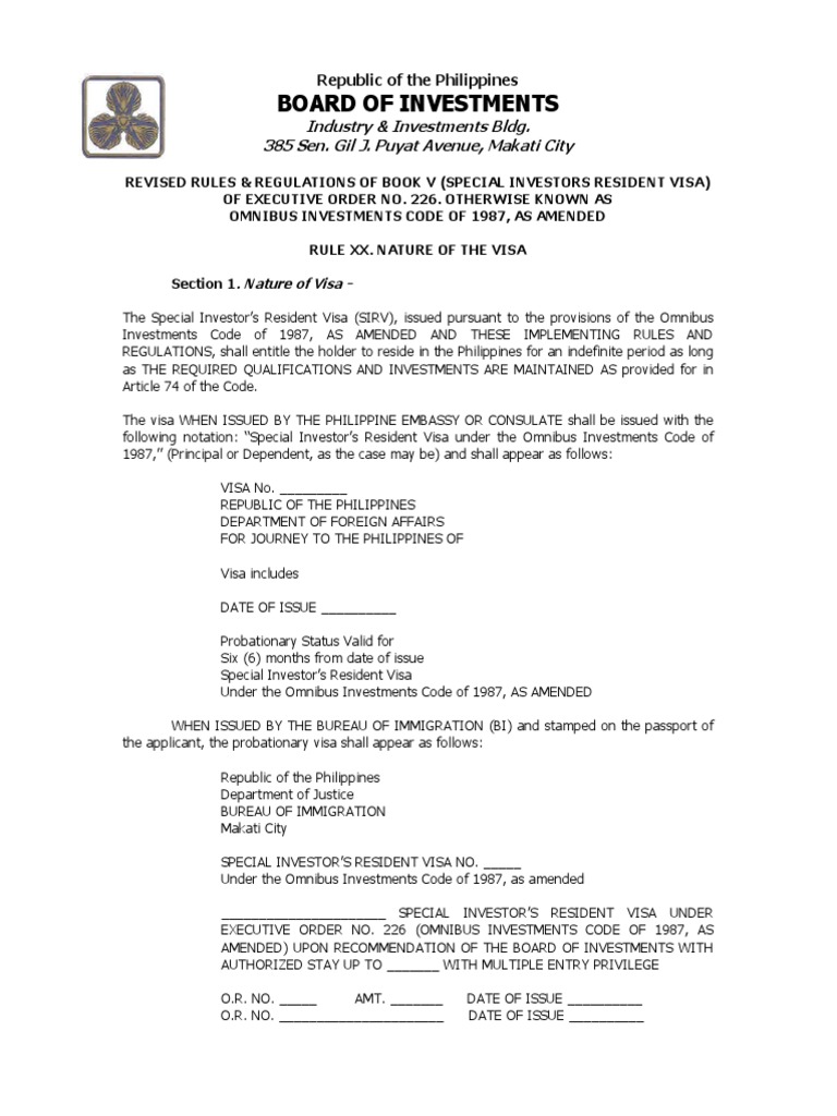 Board of Investments Industry & Investments Bldg. 385 Sen. Gil J