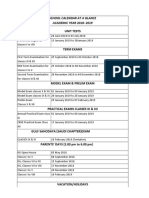 School Calendar at A Glance ACADEMIC YEAR 2018-2019 Unit Tests