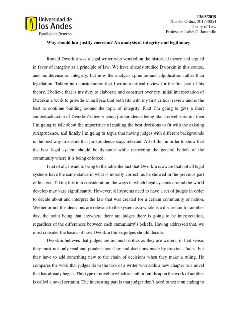 Why Should Law Justify Coercion? An Analysis of Integrity and