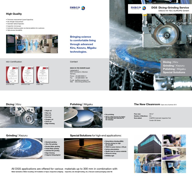 High Quality DGS DicingGrinding Service PDF Wafer (Electronics