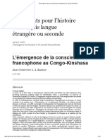 L’Émergence de La Conscience Francophone Au Congo-Kinshasa