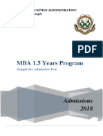 MBA 1.5 Yrs Sample Test 2018 PDF