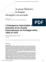 L’Émergence Improbable Du Domaine Et Du Monde Francophones Au Portugal Entre 1945 Et 1970