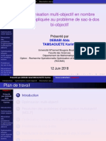 Optimisation Multi-Objectif Appliquées Au Problème de Sac A Dos