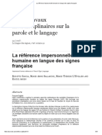 La Référence Impersonnelle Humaine en Langue Des Signes Française