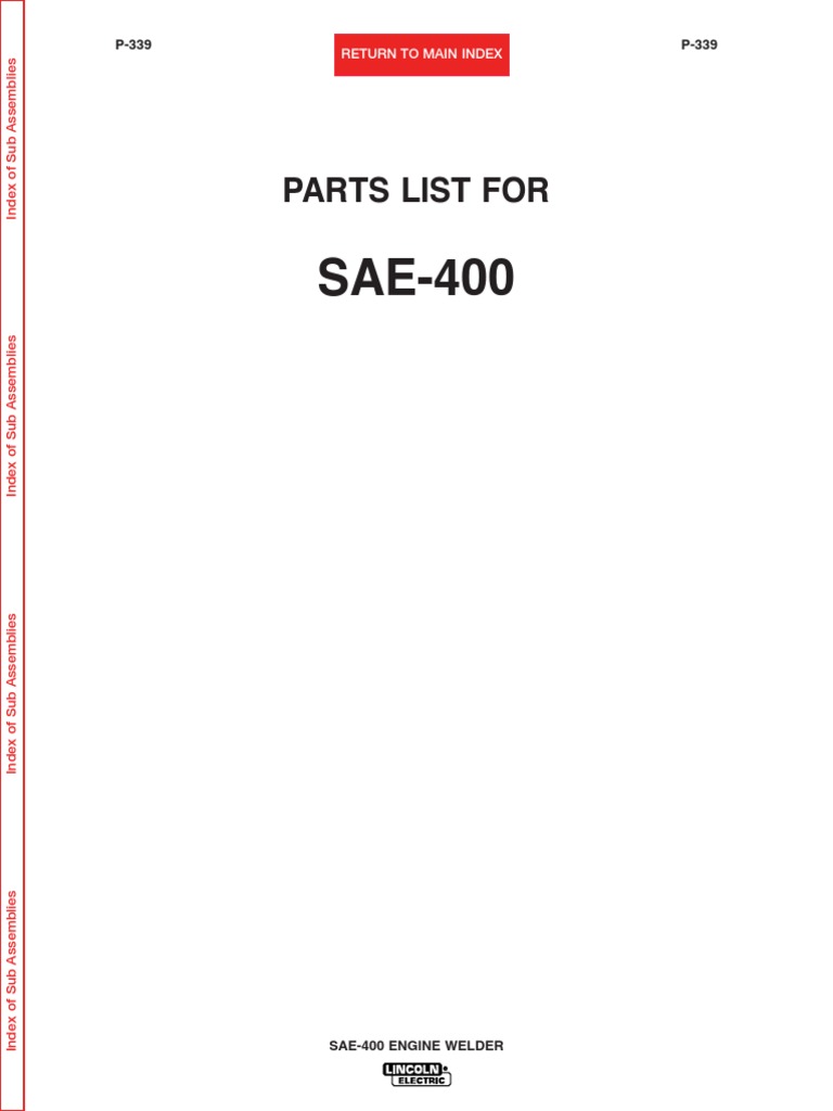 SAE-400 Parts Manual Overview | PDF | Screw | Manufactured Goods