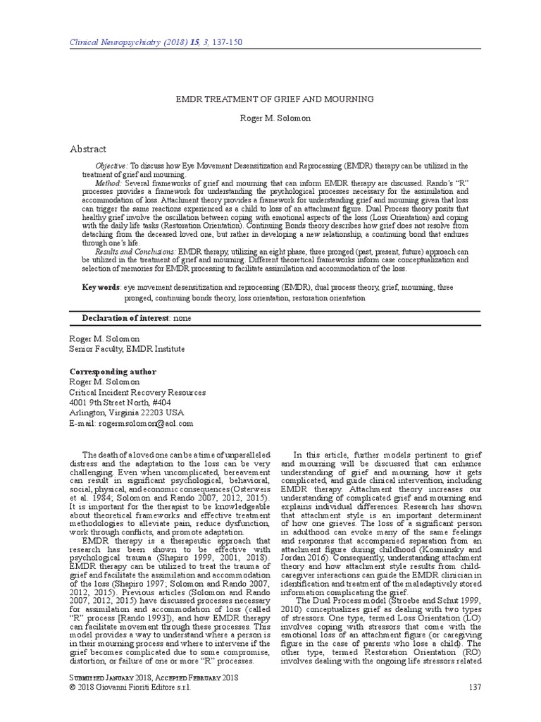 EMDR Grief and Mourning | PDF | Grief | Attachment Theory