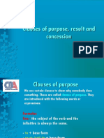 Clauses of purpose, result and concession
