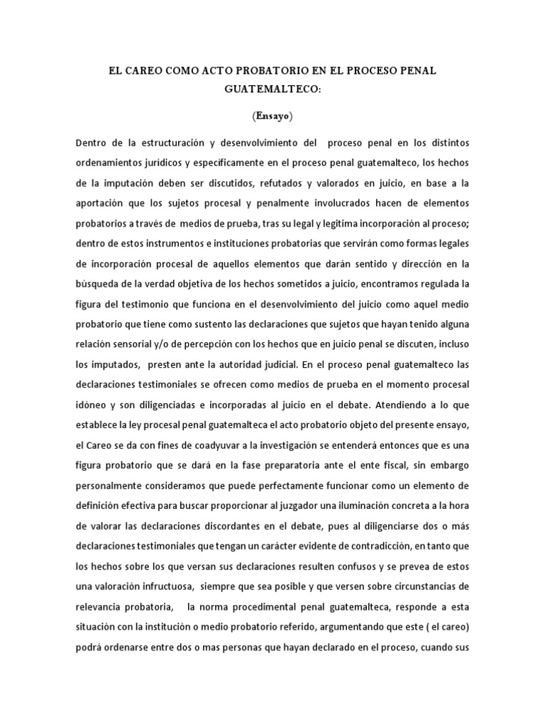 El Careo en el Proceso Penal Guatemalteco | PDF | Evidencia (ley) | Ley ...