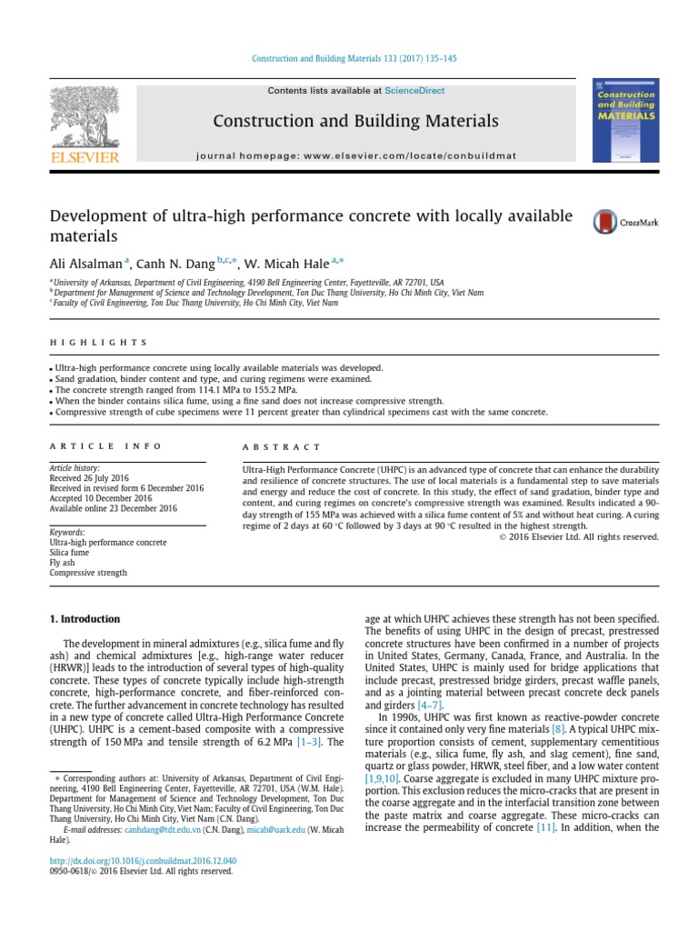 Developt Of Uhpc Pdf Concrete Cement