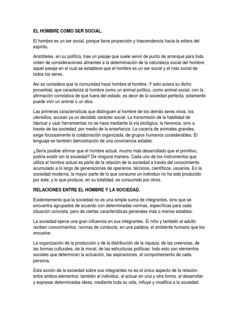 Hombre y Sociedad. | PDF | Sociedad | Comportamiento