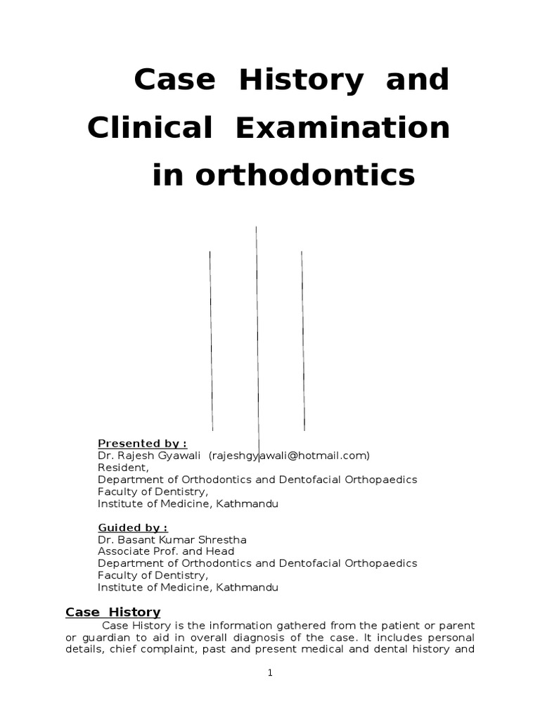 Orthodontic Case History and Clinical Examination PDF | PDF ...