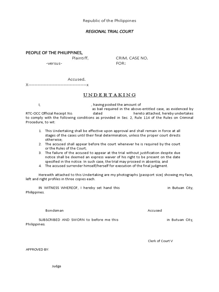 Undertaking Form PDF