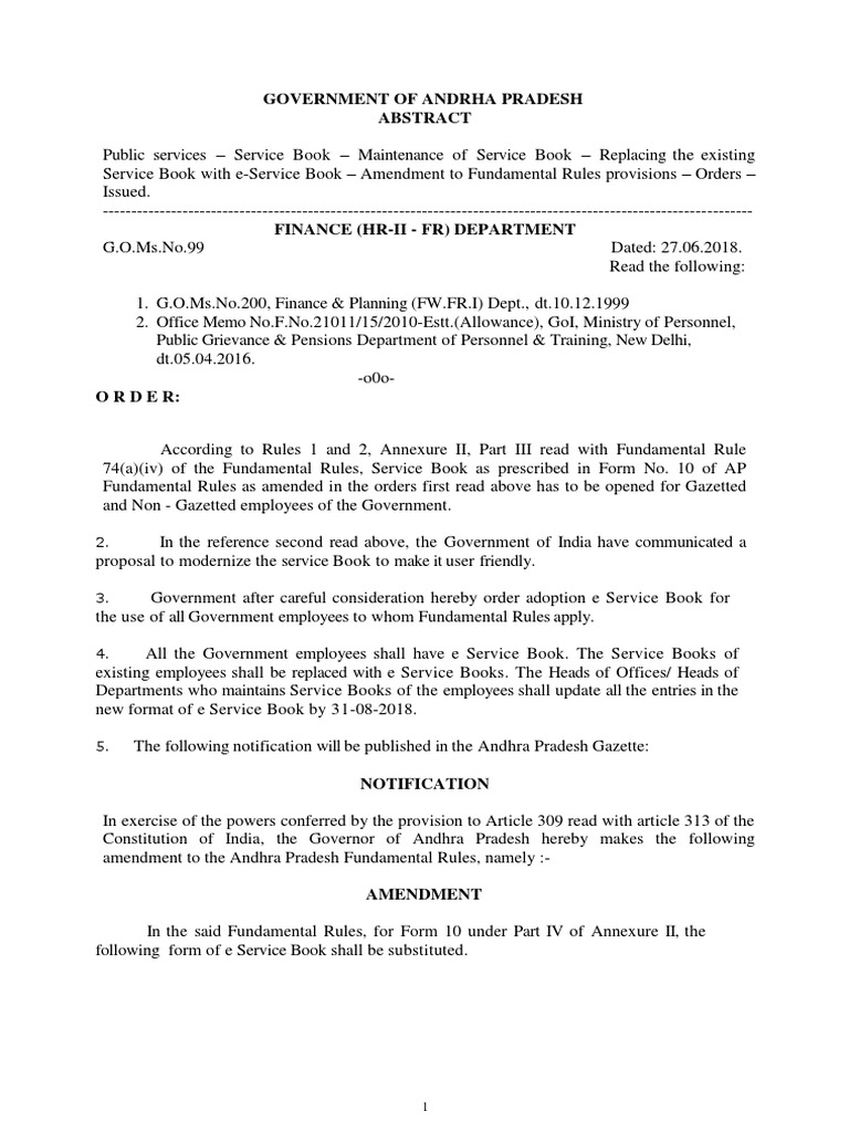 e-Service Book Implementation for AP Employees | PDF | Pension | Retirement