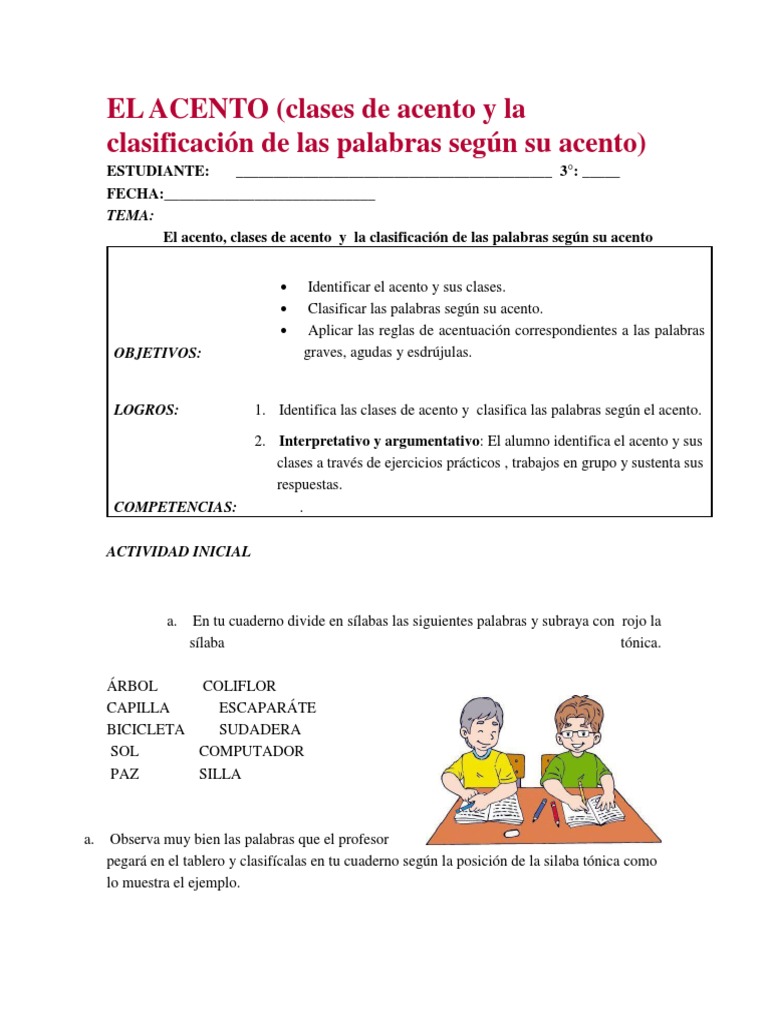 EL ACENTO (clases de acento y la clasificación de las