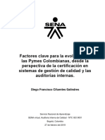 Factores Clave para La Evolución de Las Pymes Colombianas, Desde La Perspectiva de La Certificación en Sistemas de Gestión de Calidad y Las Auditorías Internas PDF