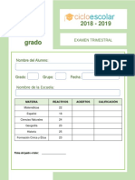 Examen Trimestral Cuarto Grado 2018-2019
