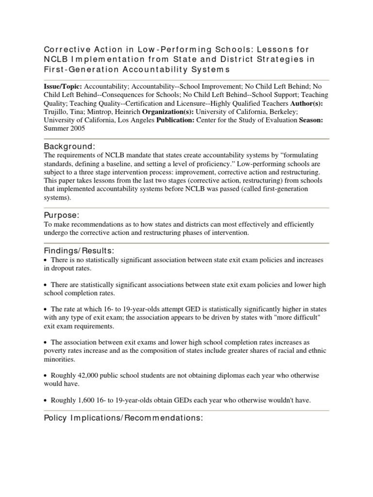 Document 3 | PDF | No Child Left Behind Act | Test (Assessment)