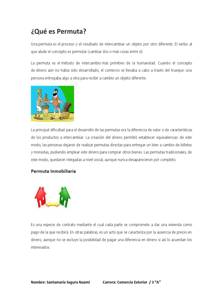 Definición y Tipos de Permuta | PDF | America latina | Dinero