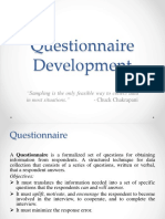 Questionnaire Development: "Sampling Is The Only Feasible Way To Collect Data in Most Situations."