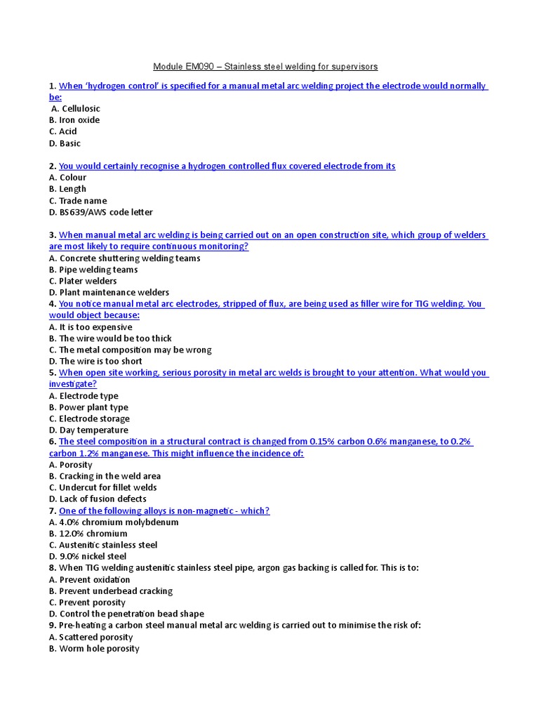 Welding Questions 1 Welding Construction