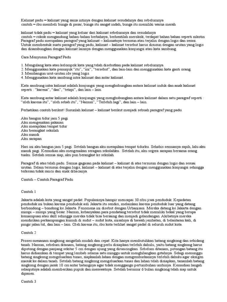 Kalimat Padu Dan Paragraf Padu