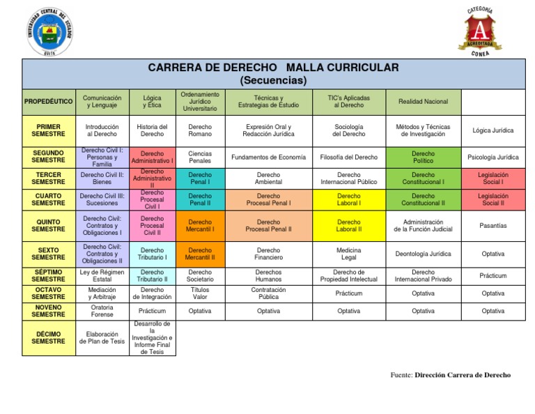 Malla Curricular Carrera de Derecho | PDF | Ley procesal | Derecho penal