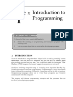 Introduction To Programming: Learning Outcomes