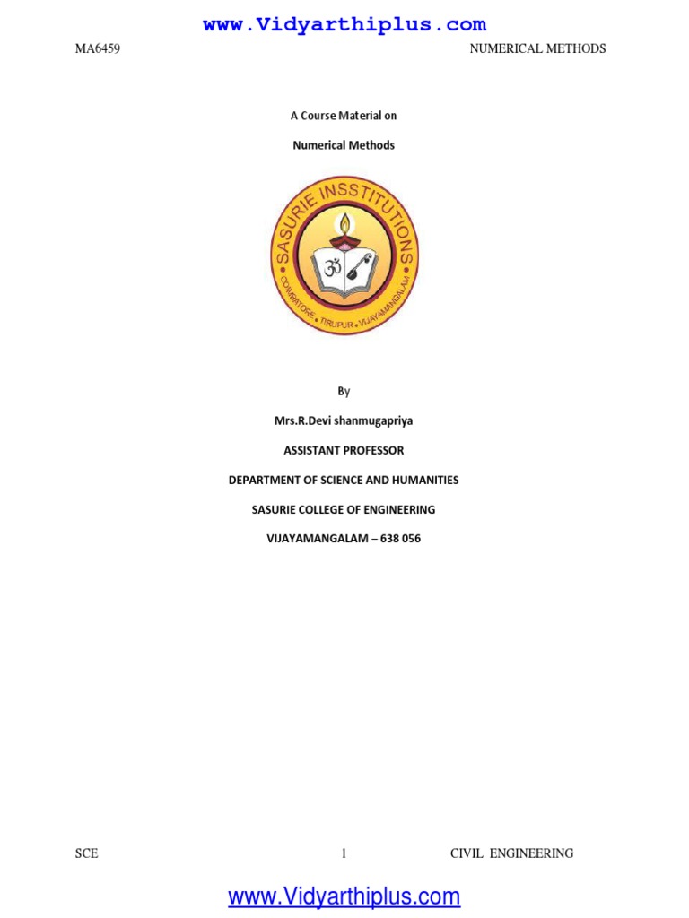 1 Ma6459 Nm Pdf Numerical Analysis Interpolation