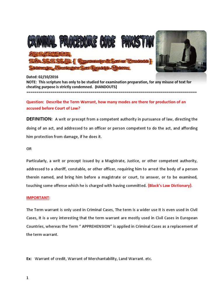 Definition PDF Arrest Warrant Arrest