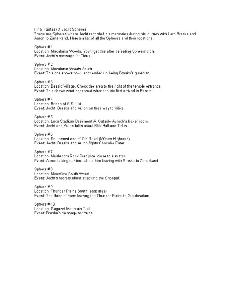 jecht sphere video game publishers elements of fiction scribd