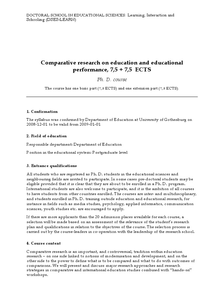 Comparative Research On Education and Educational Performance, 7,5 + 7 ...