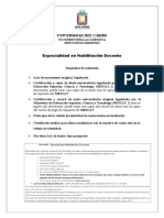 Universidad del Caribe: Requisitos para Especialidad en Habilitación Docente