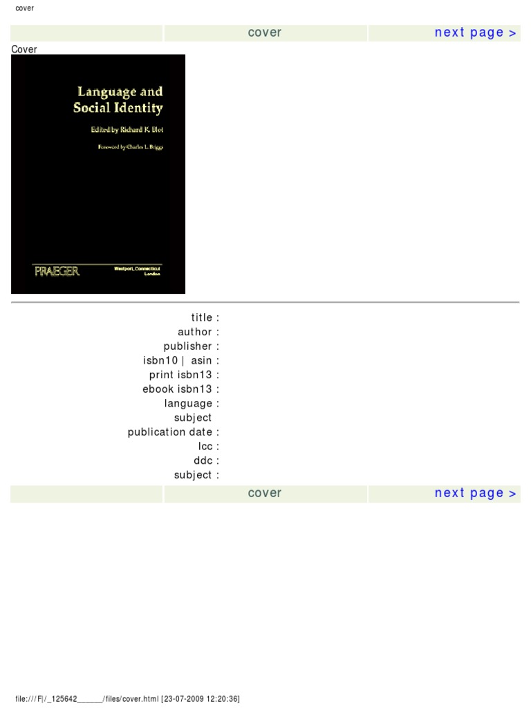 Blot 03 Language And Social Identity Pdf Identity Social Science Linguistics