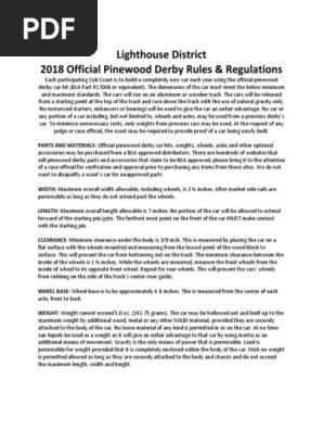 2018 Pinewood Derby Rules