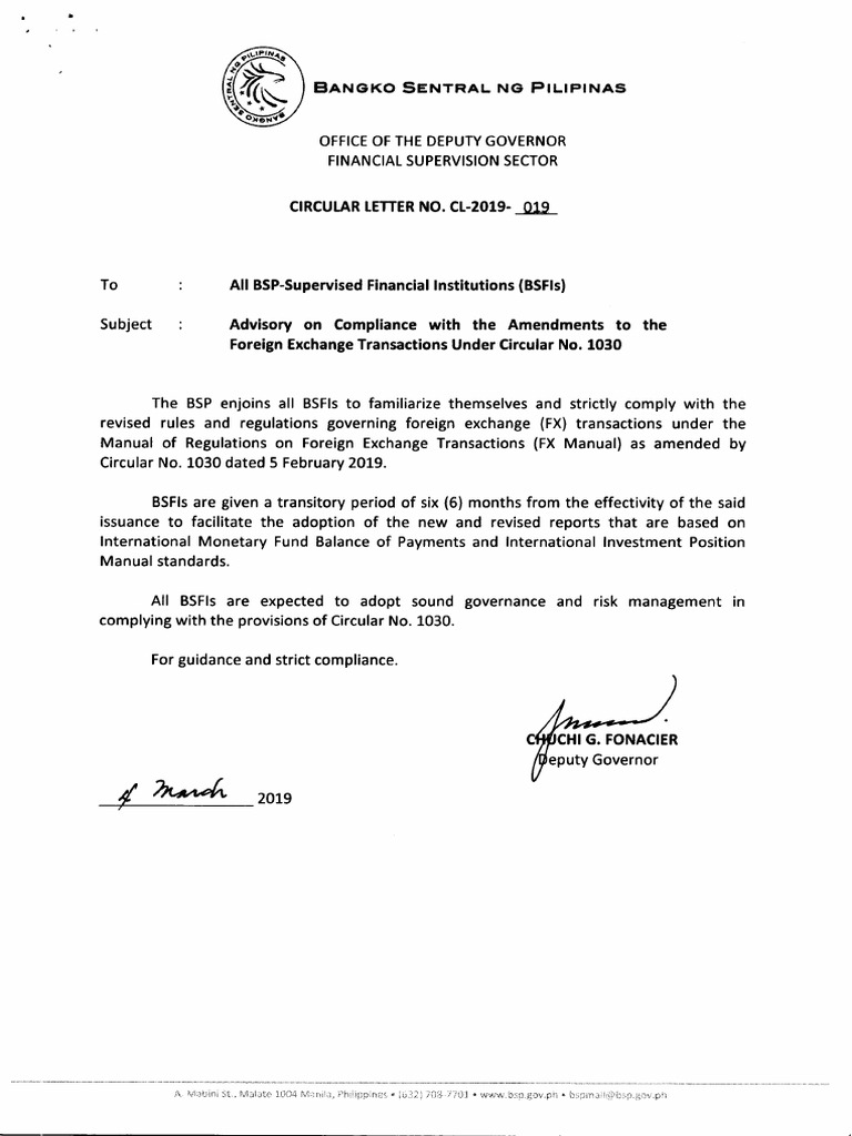 BSP Advisory on FX Transaction Compliance | PDF