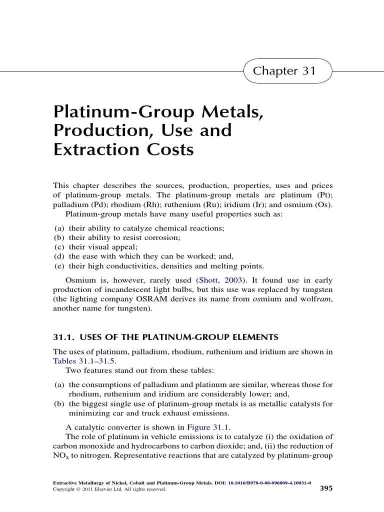 PGM Extractive Metallurgy | PDF | Palladium | Platinum