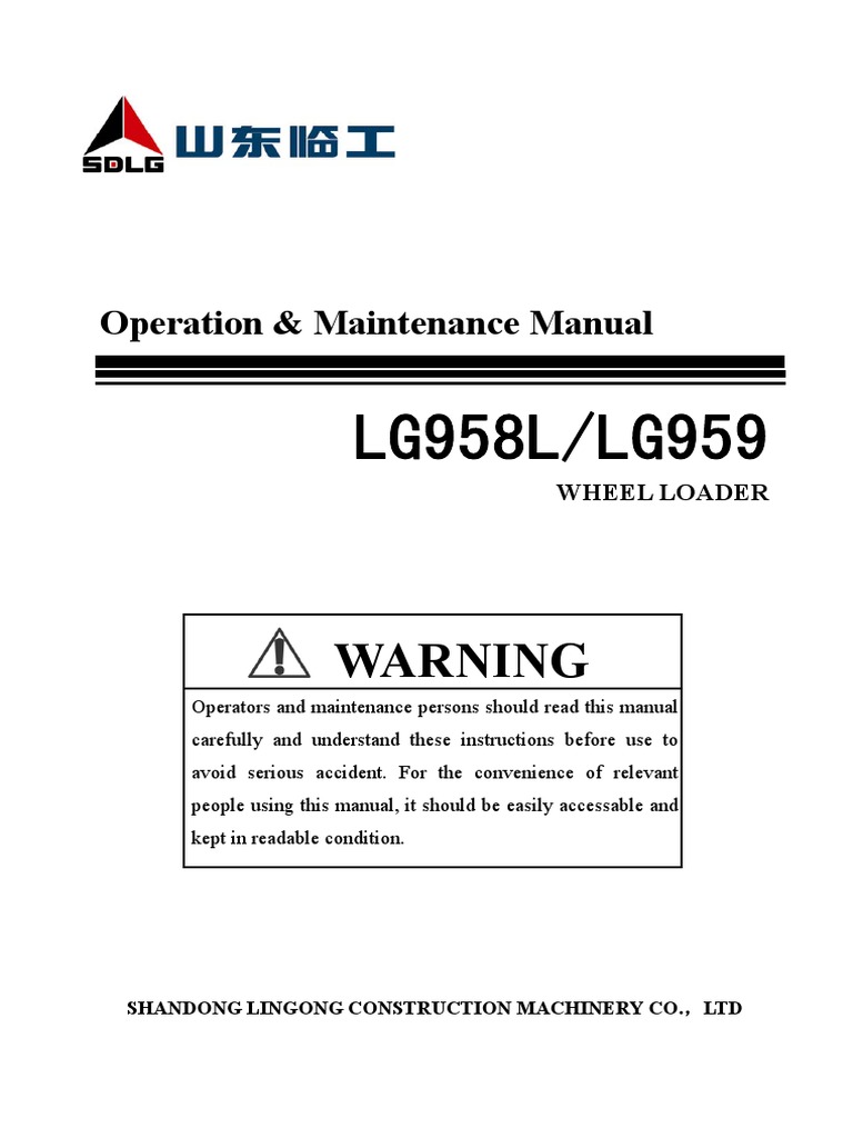 LG958L/LG959 Wheel Loader Manual | PDF | Truck | Machines
