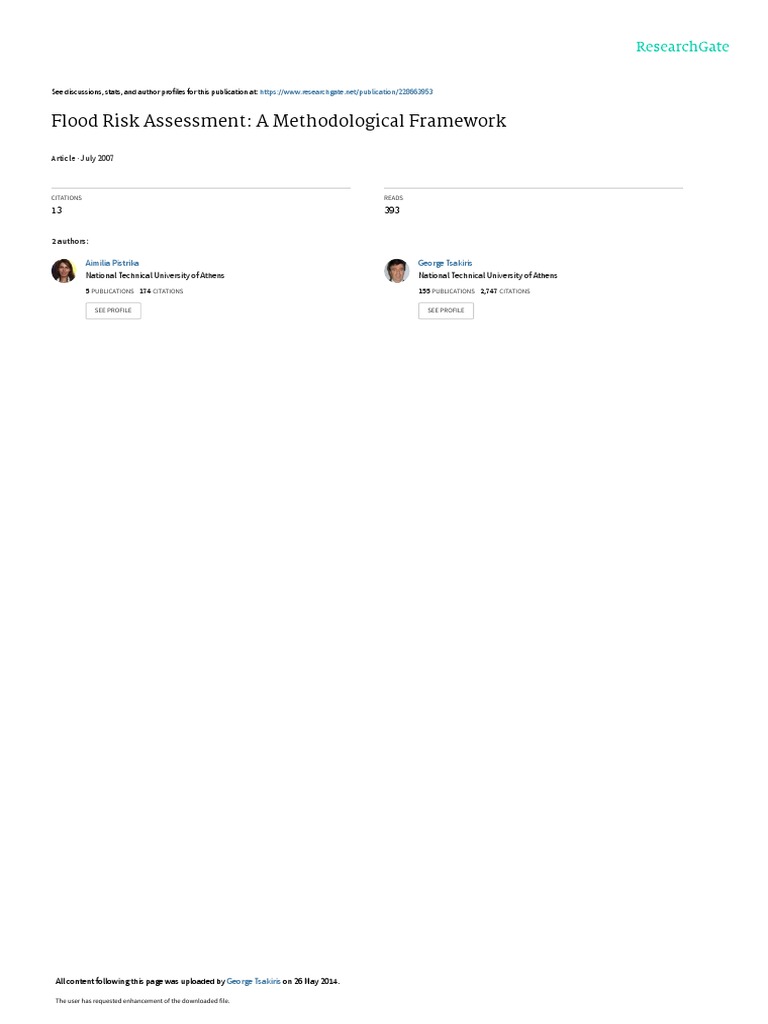 Flood Risk Assessment A Methodological Framework July 2007 Download