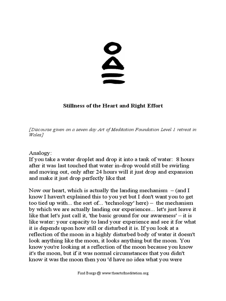 Stillness of The Heart | PDF | Noble Eightfold Path | Meditation