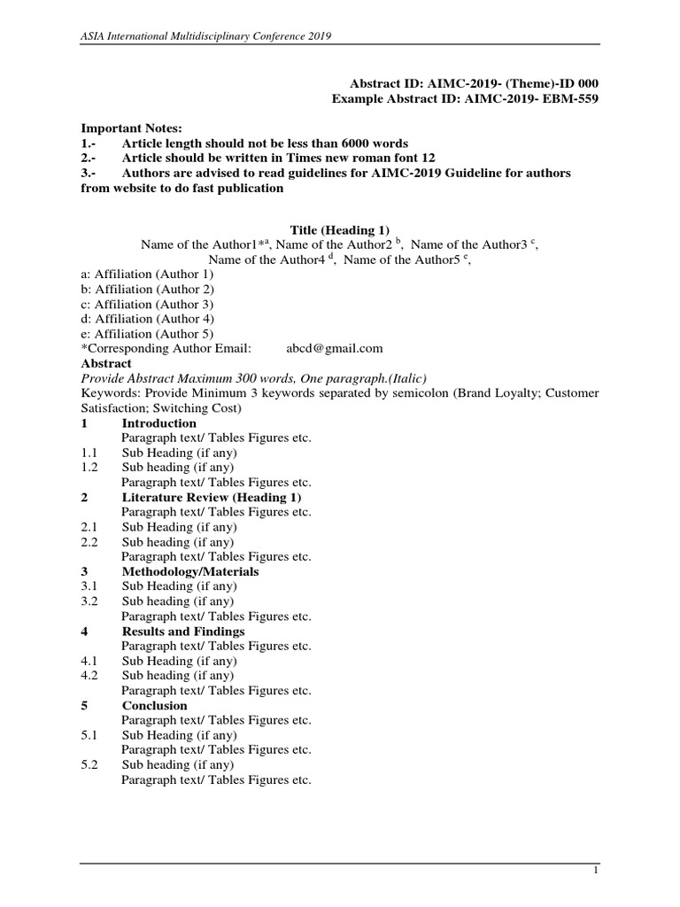 AIMC 2019 AIMC 2019 Author Guidelines | PDF | Statistical Significance ...
