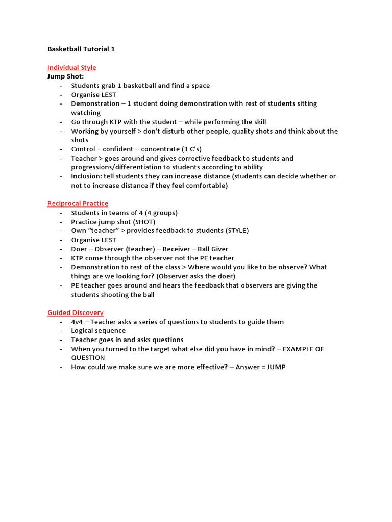 Basketball Tutorial 1 | PDF