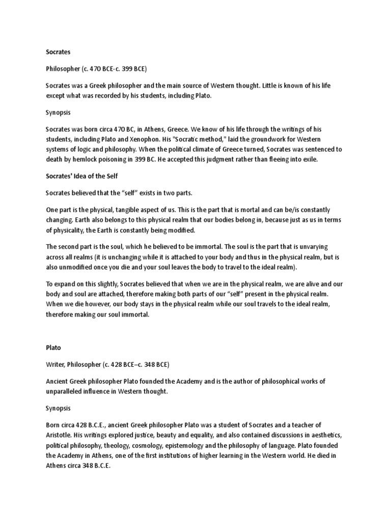 Understanding The Self | PDF | Socrates | Plato