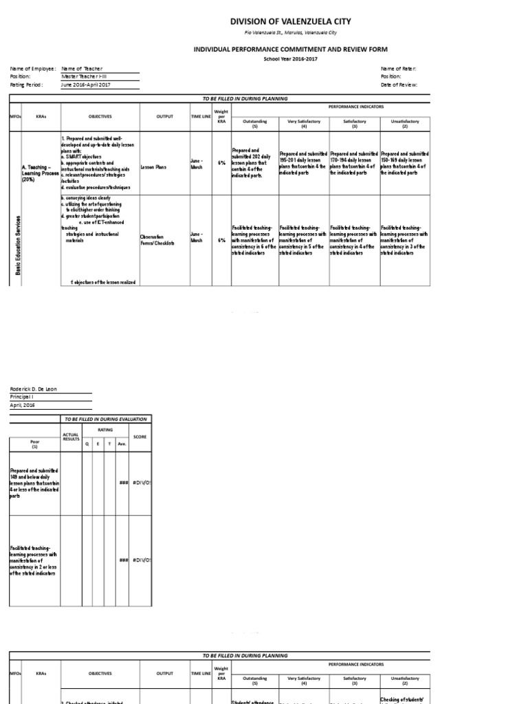 IPCRF Guidelines for Master Teachers | PDF | Mentorship | Teachers