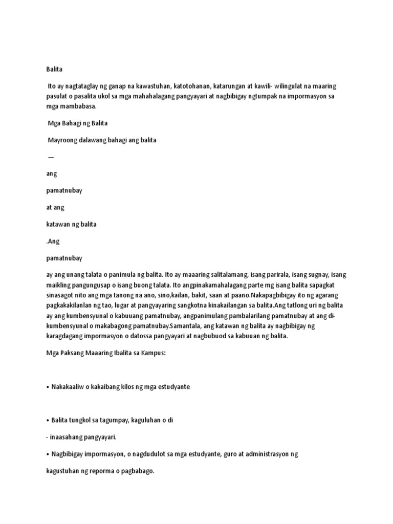 Balita | PDF